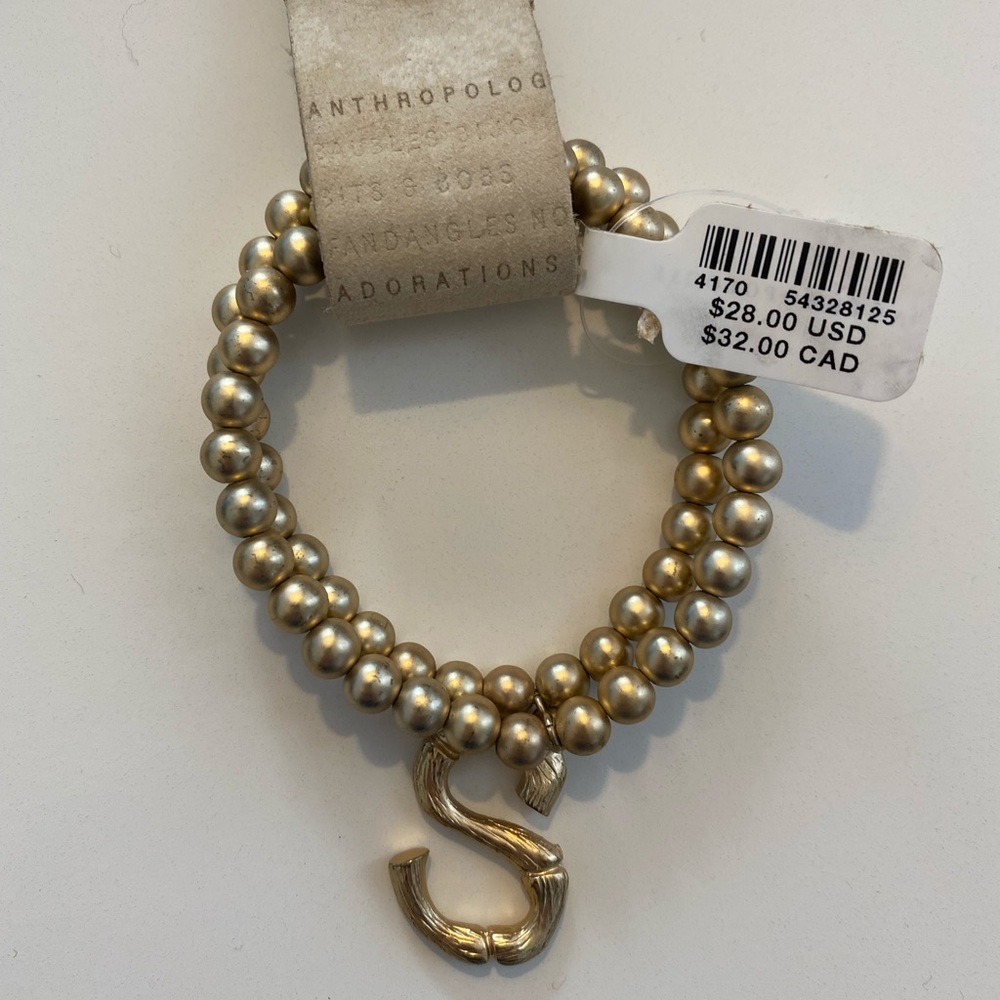 Anthropologie Monogram Beaded Bracelet “S”